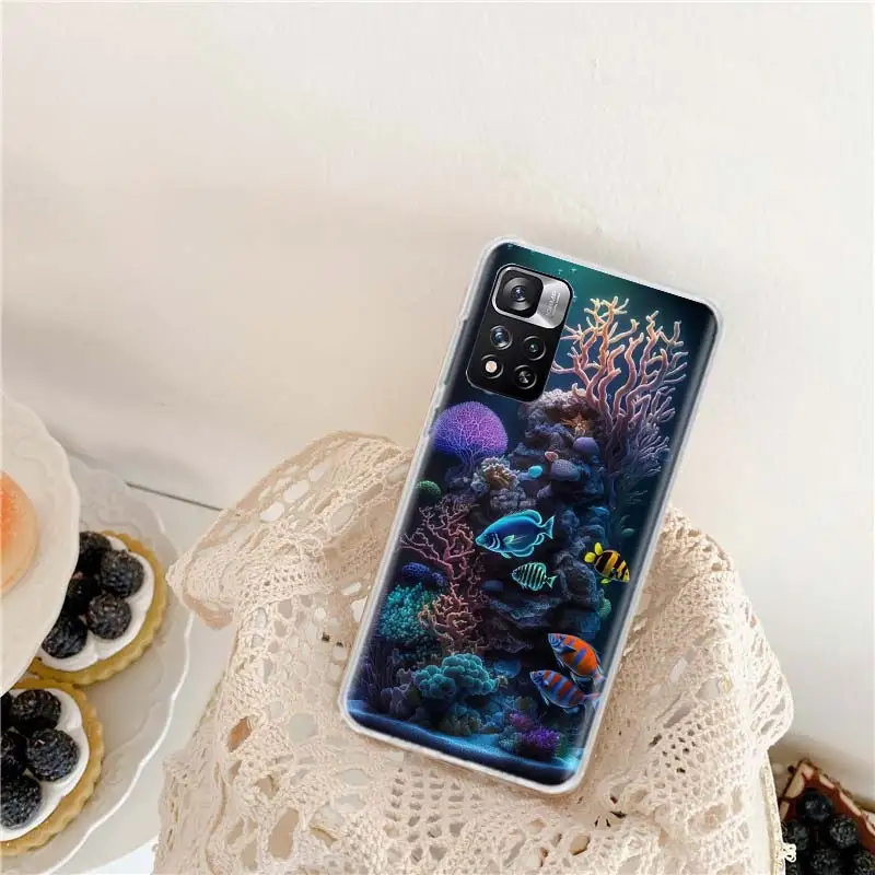 Coral Reefs and Their Small Fish Phone Case For Xiaomi Redmi Note 13 Pro 5G 10 10A 10C 12 12C 9 9A 9C 9T 8 8A 7 7A 6 Pro S2 6A K