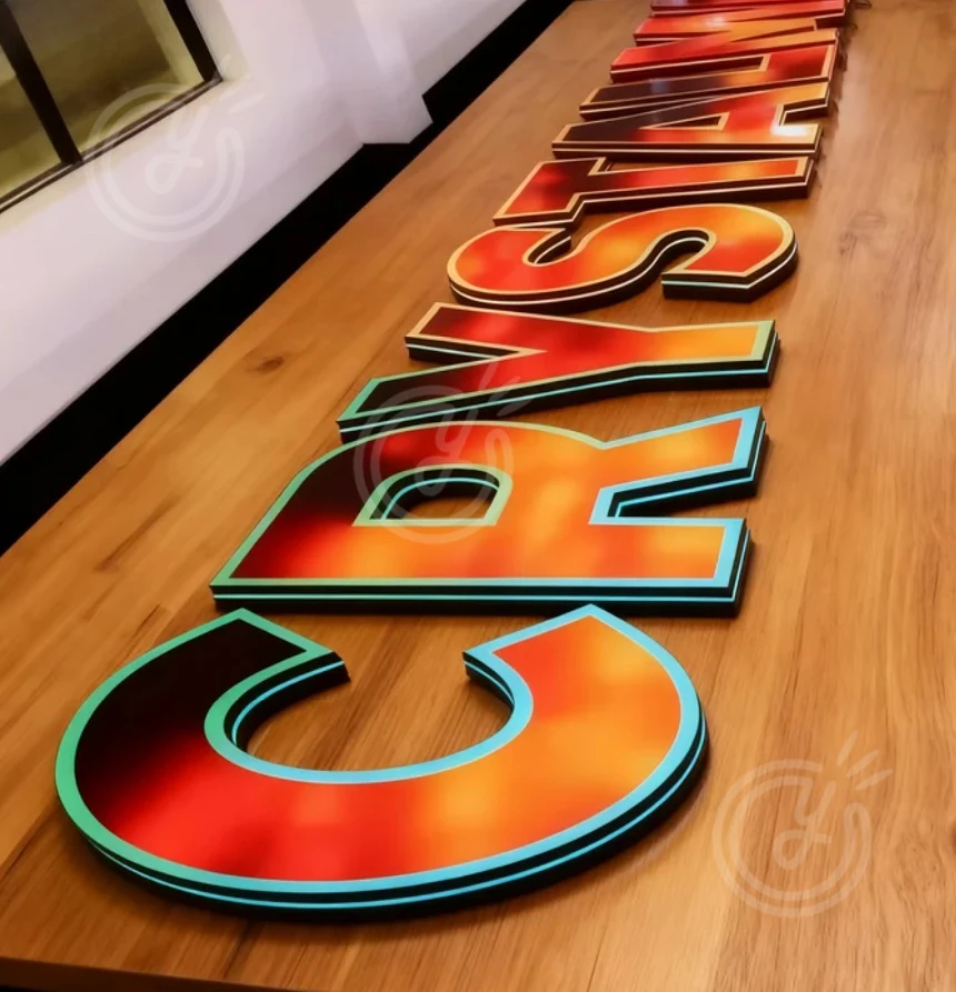 Custom LED Business Logo Sign 3D Sign: Display RGB Pixel Frontlit Advertising Storefront Neon Bar Barber Shop Light Addressable