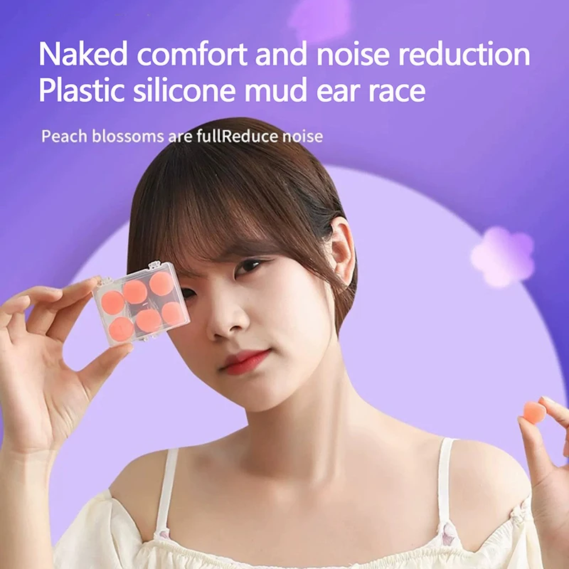 6Pcs Silicone Ear Plug Reusable Silicone Wax Earplugs Swimming Moldable Earplugs Noise Reduction Cancelling Sleeping Protection