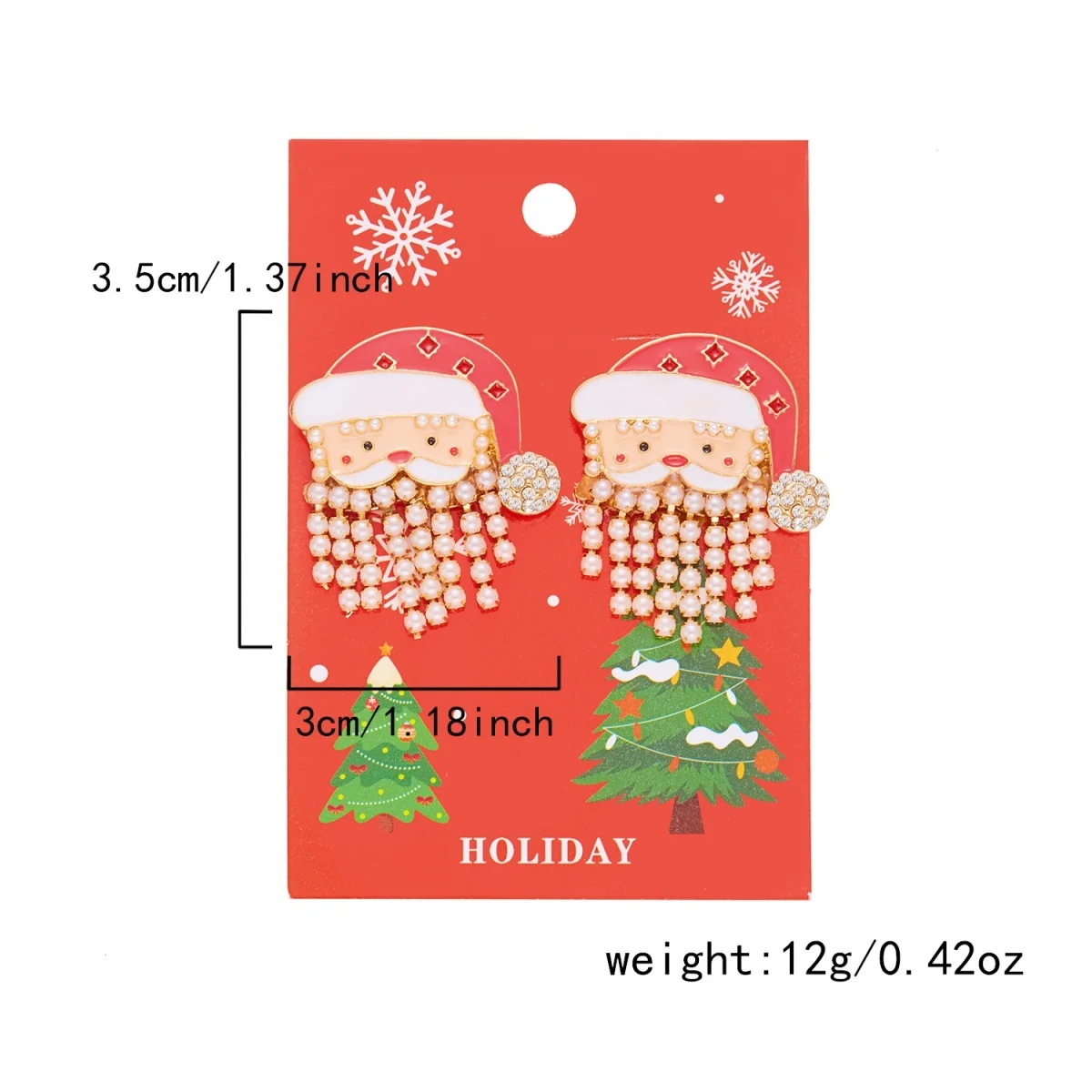 Kreative, niedliche Weihnachtsmann-Ohrstecker mit simuliertem Perlenquastenbart für Frauen, Strass-Weihnachtsmann-Ohrringe, Weihnachtsparty-Schmuck – Detail 39