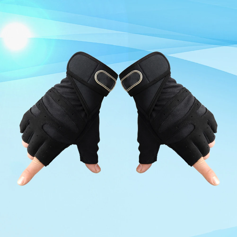 

1 Pair Sport Half-Finger Gloves Breathable Fitness Riding Gloves Anti-Slip Shockproof For Climbing Weightlifting Gym (Black L)
