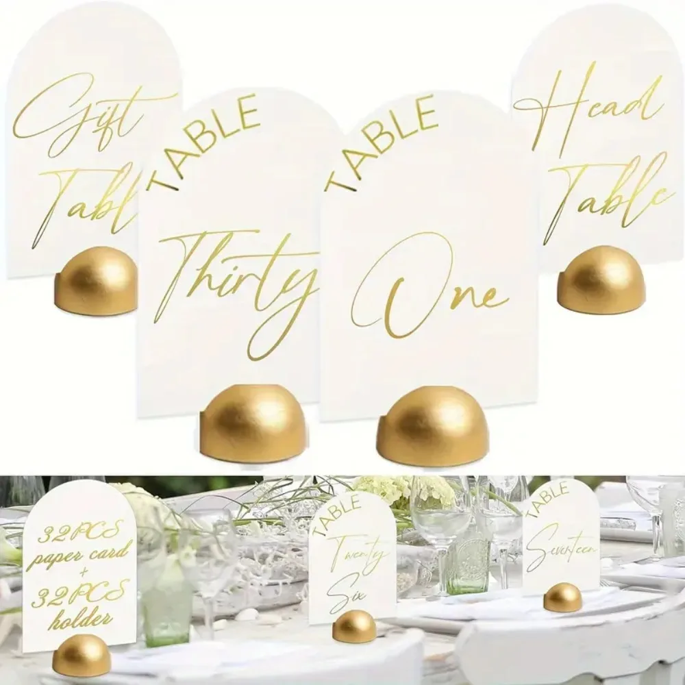 Gold Table Number Stand Elegant Wooden Photo Card Postcard Display Stand Durable Multipurpose Name Cards Holders Home Decoration