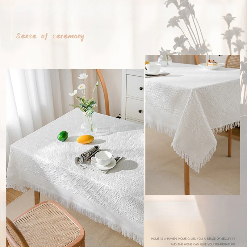 Waffle Tassel Tablecloth 2