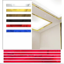 1/3M Self-Adhesive Tile Stickers Gold Acrylic Waist Line DIY Mirror Wall Sticker TV Background Wall Ceiling Edge Decor 3D Strip
