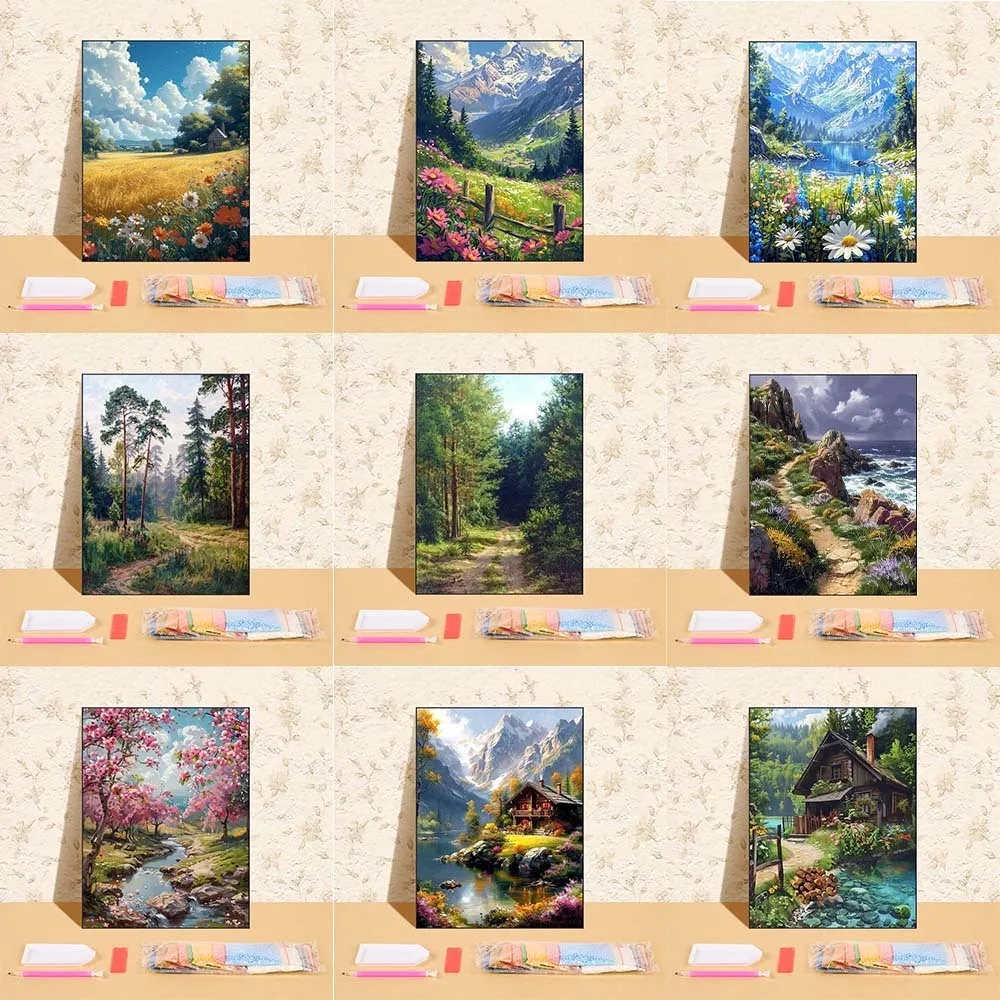 

Diamond Mosaic Mountains Landscape DIY Suitable For Beginners Forest Diamond Painting Scenery Embroidery Home Decor Round Drill