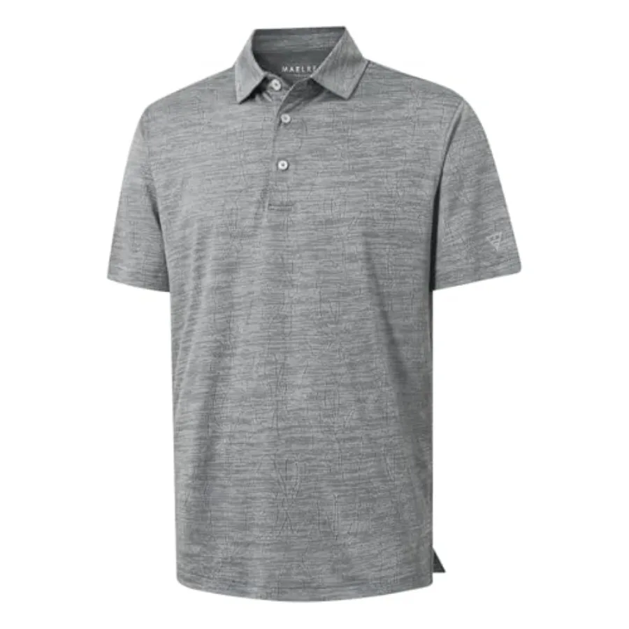 

M MAELREG Short Sleeve Golf Shirts for Men Moisture Wicking Performance Lightweight Jacquard 3 Button Polo Shirts for Men