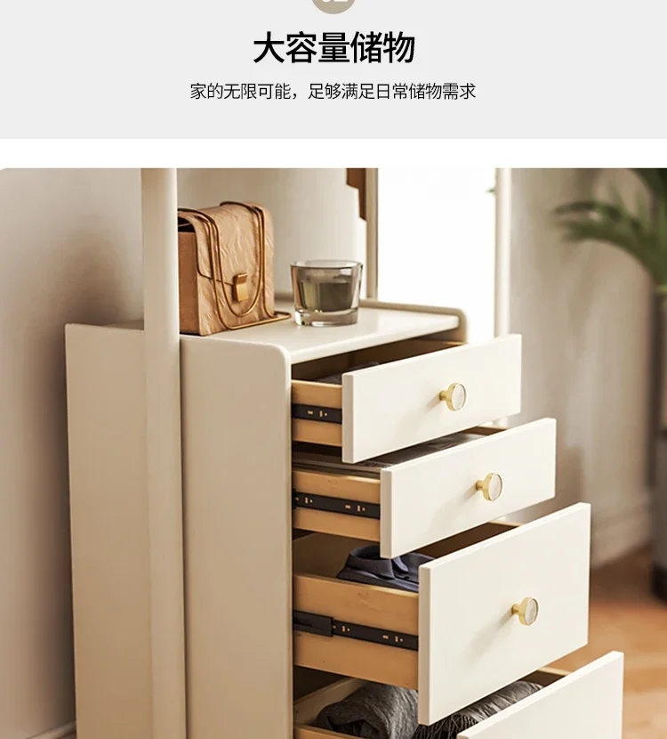 

New style Solid Wood Dressing Mirror Coat Rack Integrated Rotating Full-Length Mirror Nordic Clothes Rack ss 7304