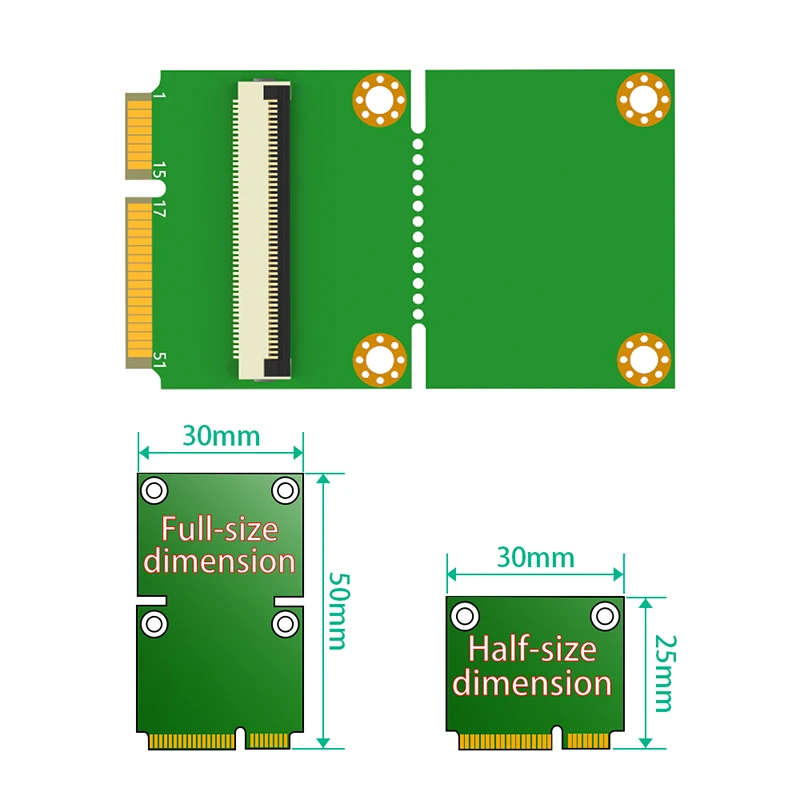 Half/Full Size Mini PCIE to Mini PCI Express Wifi Card Adapter Cable Half/Full mSATA to mSATA SSD Converter Extender for Desktop