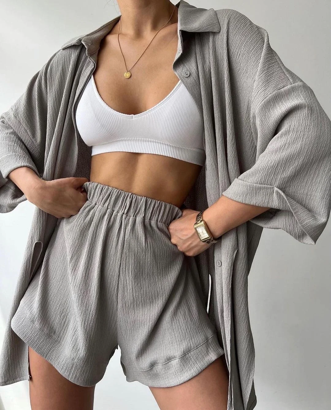 

Повседневный комплект Mid-Swing irt And orts для женщин, летний модный наряд с индивидуальным дизайном и разрезами для детей 8–25 лет