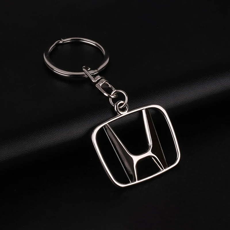 Car 3D Metal Keychain Leather Keyrings Key Holder Accessories For Honda Civci CRV Accord Mugen Prelude FIT City CRZ CRX Jazz