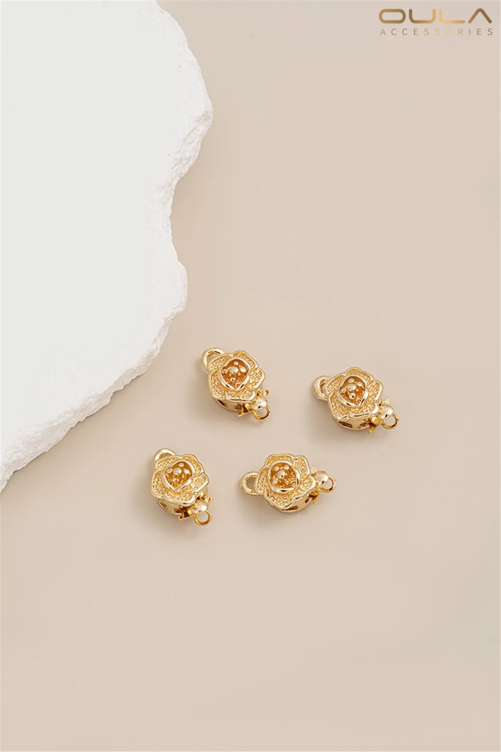 Color-retaining 14K Gold Rose Insert Buckle Handmade Diy Crystal Pearl Necklace To Connect The Finishing Buckle Accessories