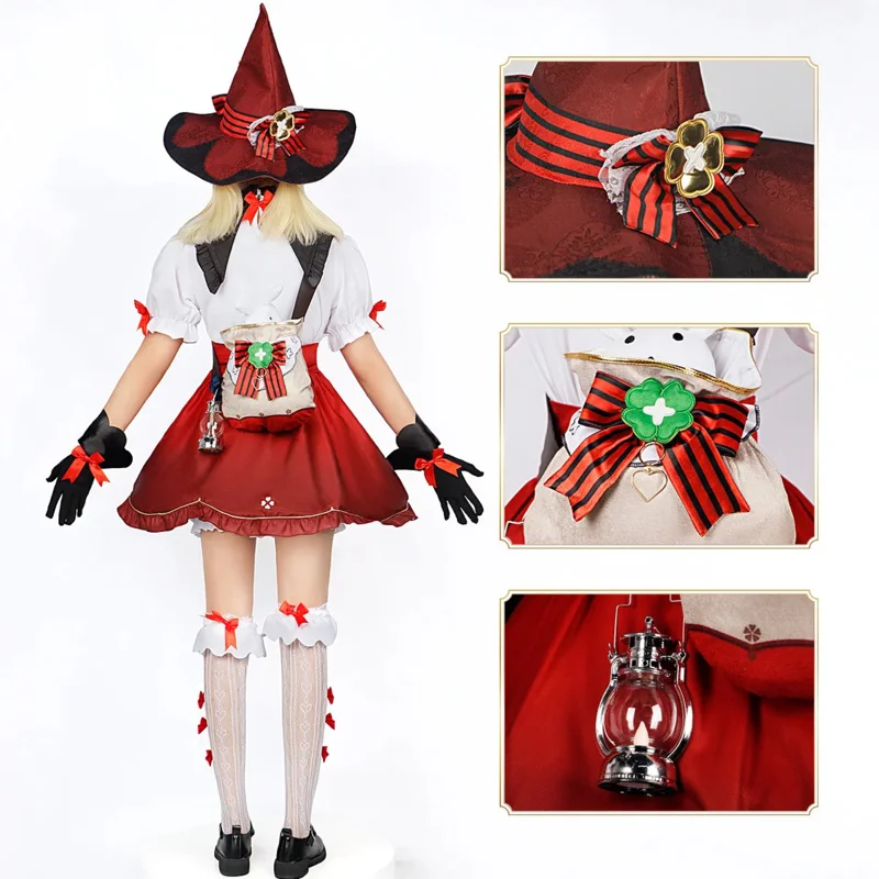 Klee Bloeiende Starlight Cosplay Kostuum Genshin Impact Jurk Nieuwe Huid Heks Lolita Outfit Hoed Halloween Feest Vrouwen Set