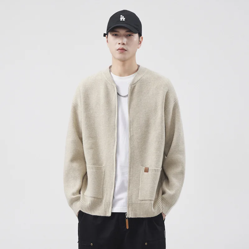 

High-End American Baseball Collar Casual Sweater Men'S Knitted Cardigan Autumn Winter Thickened Outerwear Sweater Men'S C