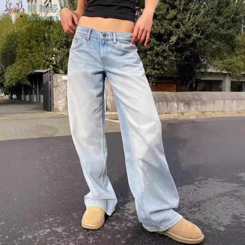 

Women's Jeans Denim High Waist Pants Wide Leg Pants with Pockets Fashion Casual Long Trousers 2025 New Korean Vintage Streetwear