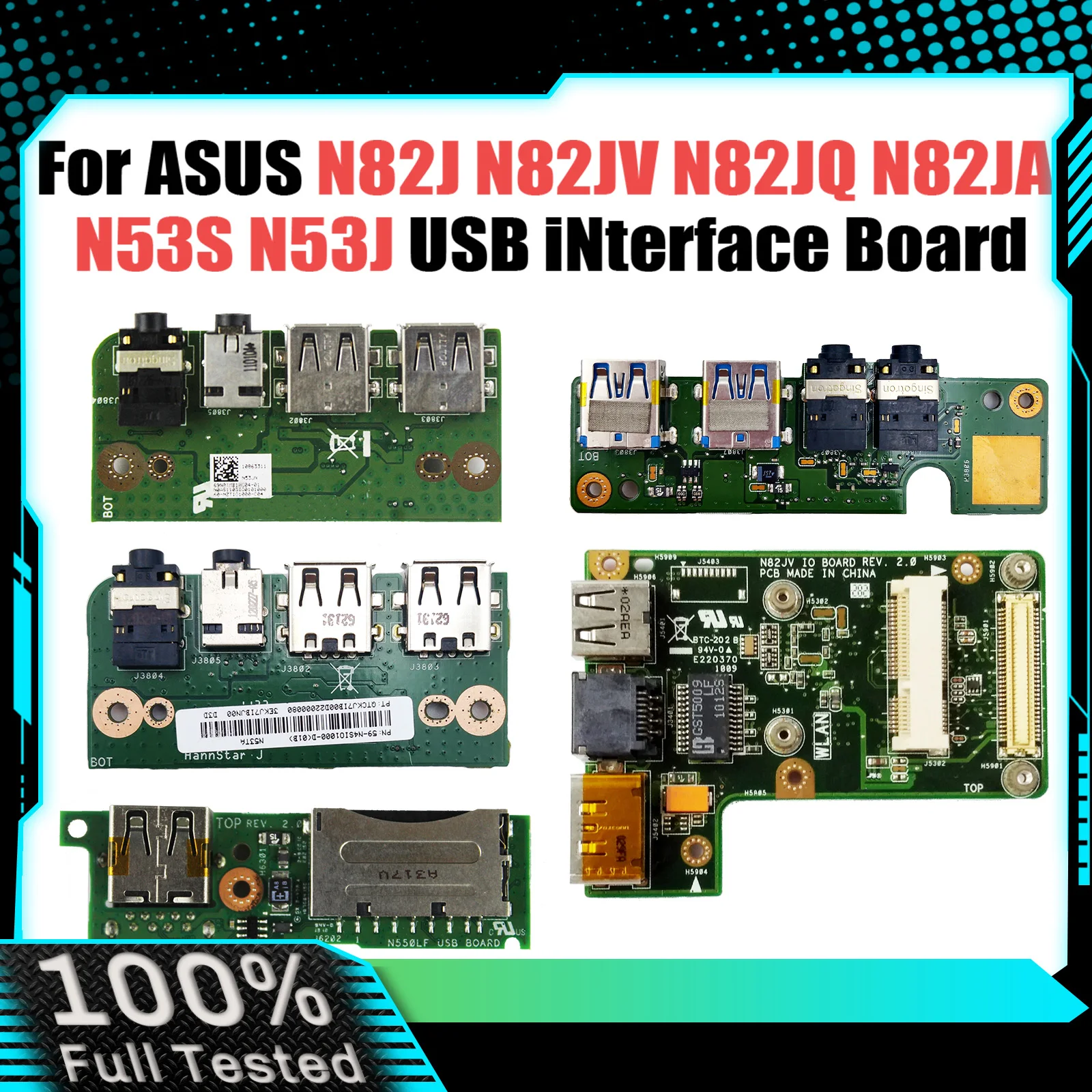 For ASUS N82J N82JV N82JQ N82JA N53S N53J N53JN N53S N53TA N550J N550L G550J Q550L N76V N76V Laptop USB interface small board