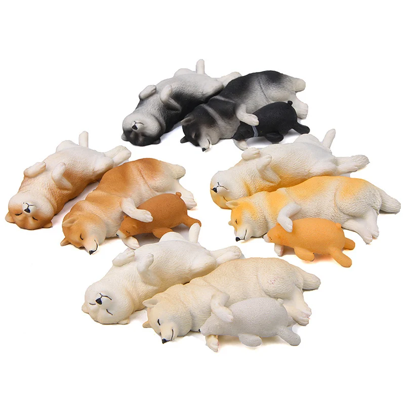 Simulation Little Bear Siberian Husky Model Mini Figures Home Decor Refrigerator Magnet Japanese Shiba Inu Figurines Toy for Kid