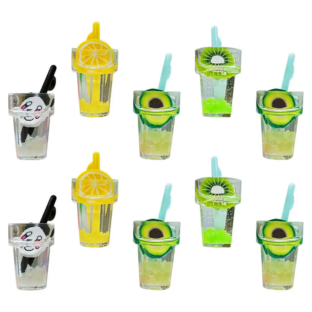 

10 шт. Имитационные мини-бутылки для напитков, реалистичные пластиковые украшения для миниатюрной еды, разноцветные, для кухонных сцен