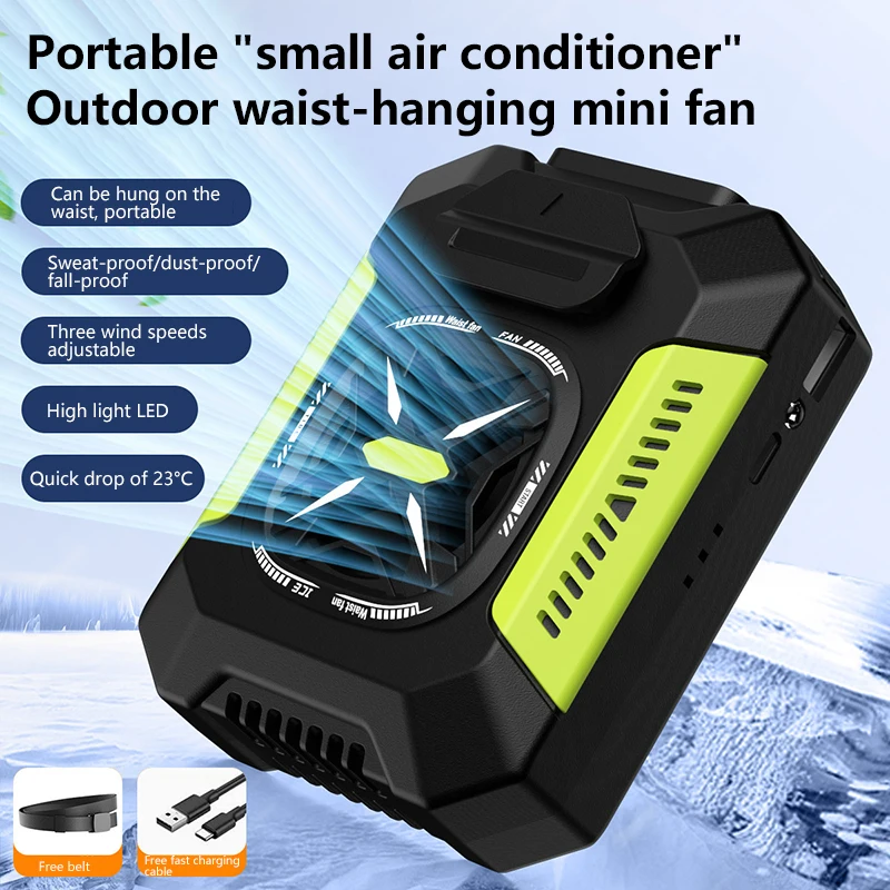 

Portable Waist Fan Waistband Fan 4 Speed Settings 5000mAh Wearable Cooler For Men Women Outside Camping Beach Travel Hiking