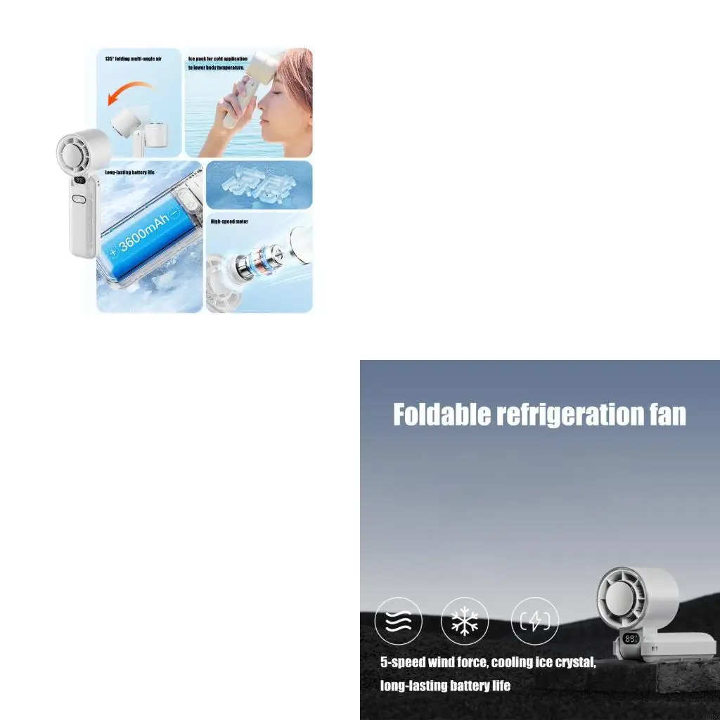 التبريد الجليدي مروحة محمولة 3600mah محمولة قابلة للشحن للسفر في الهواء الطلق