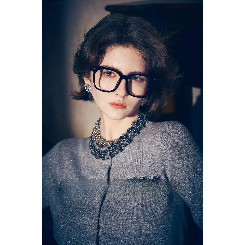 

Hk Mi женский яркий шелковый вязаный кардиган осень-зима шерстяная куртка ручной работы с бриллиантовым дизайном чисто модная открытая рубашка