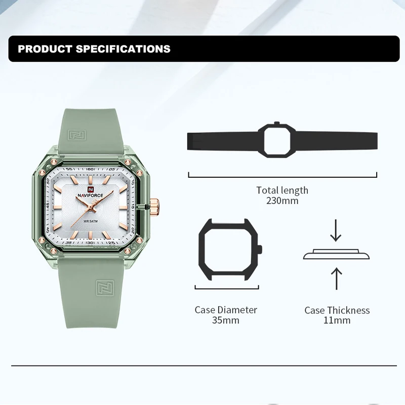 Trend Style NAVIFORCE Watches for Women Silica Strap Female Quartz Waterproof Wristwatch Fashion Simple Personality Ladies Clock