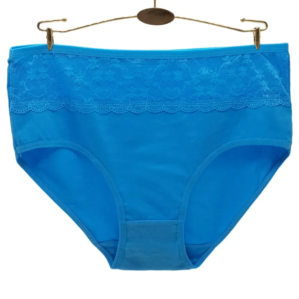 Bavlněné kalhotky 2XL 3XL 4XL plus size dámské spodní prádlo s vysokým pasem, dámské intimní prádlo, průhledná krajka, 3 kusy/sada - náhled 3