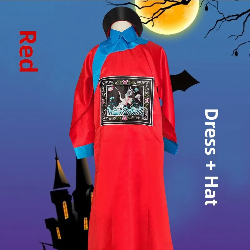 ชุดโบราณราชวงศ์ชิง ปี 2025 ใหม่ สำหรับคอสเพลย์ฮาโลวีน ชุดผีซอมบี้ ชุดพนักงานราชการหญิง ชุดการแสดงแบบดั้งเดิมของจีน...