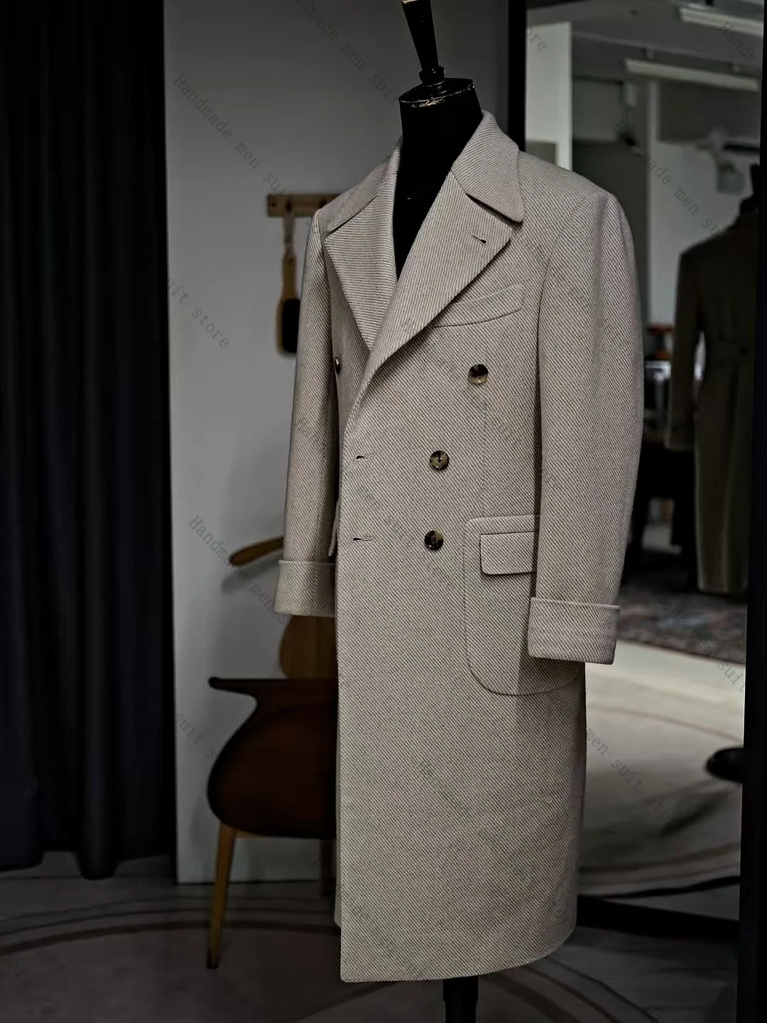 

Herringbone Men Suit 1Piece Blazer Woolen Overcoat Wedding Tuxedos Coat Winter Warm Customized Formal Office Business Jacket