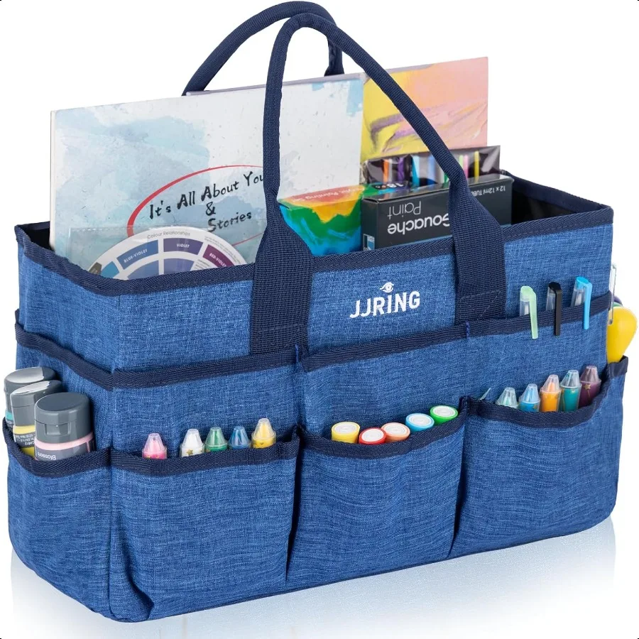 

JJRING Craft Tote Bag Organizer for Art Storage Art Tote Organization with Multiple Pockets Art Sewing ply Bag for Scrapbooking