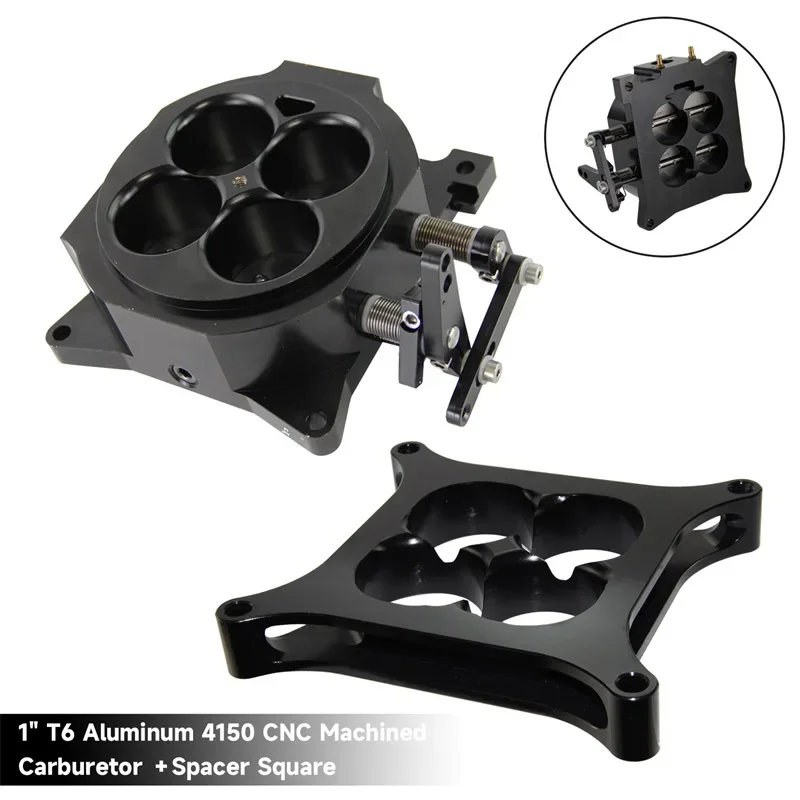 CNC 1000CFM 4150 شفة المكربن خنق الجسم 1.75 "الأساسية 4 برميل ث/1" تشكيله المكربن فاصل الألومنيوم الأسود