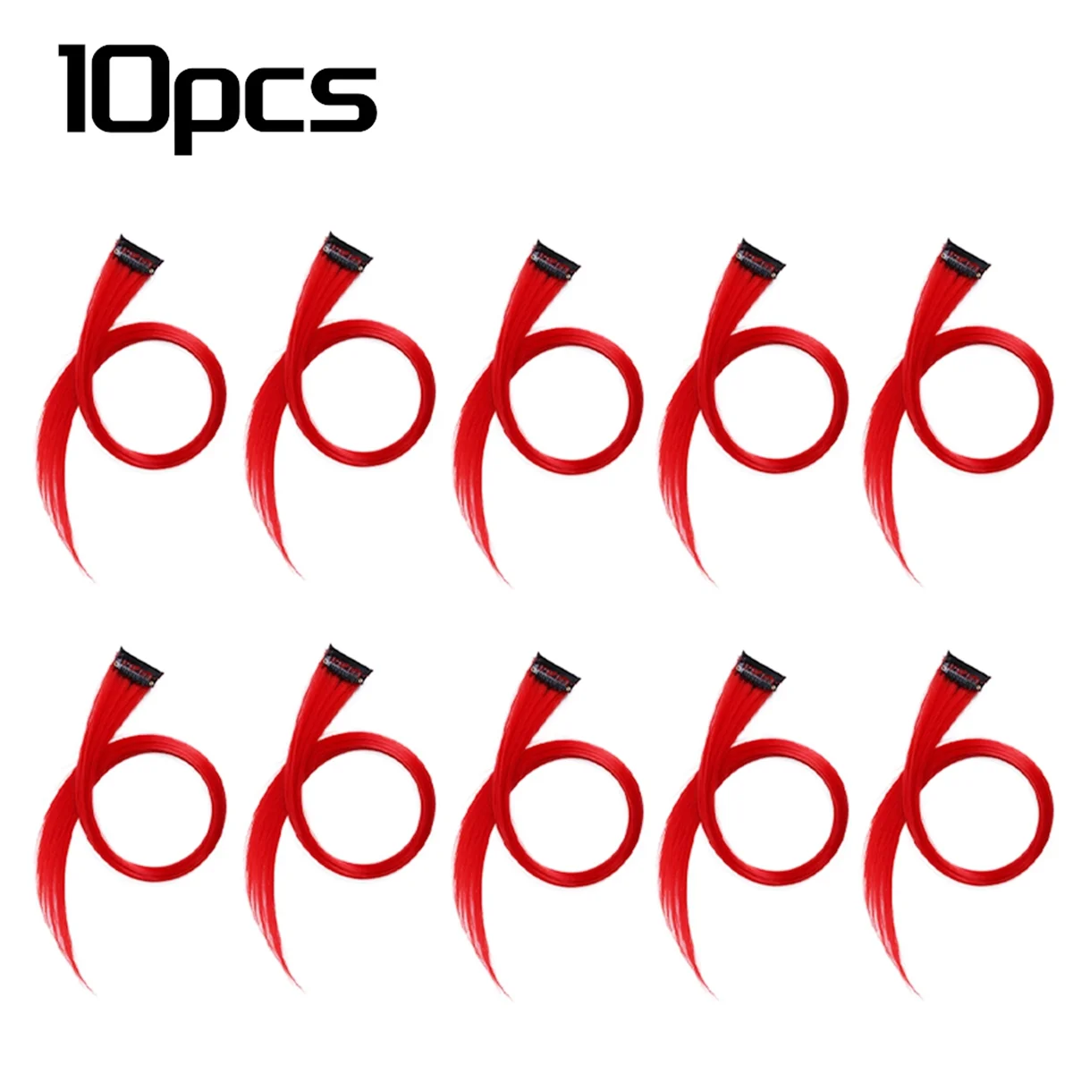 A71P 10 قطعة قوس قزح فتاة أبرزت الشعر التمديد دبوس الشعر طويل مستقيم مشبك شعر التشذيب للشعر كاذبة الشعر الأحمر 3.2x55 سنتيمتر #2