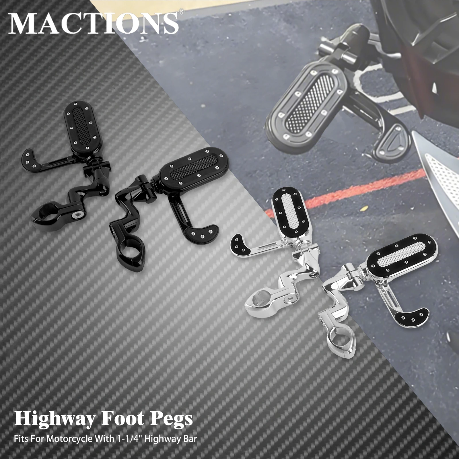 

1 1/4" Motorcycle Highway Foot Pegs 1 Pair Engine Guard Foot Rest Mount Footrest For Harley Touring Road Electra Street Glide