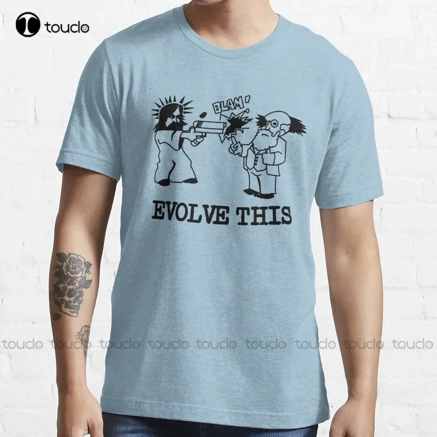 Jesus And Darwin - Evolve This T-Shirt Custom Aldult Teen Unisex Digital Printing Tee Shirt Custom Aldult Teen Unisex Xs-5Xl