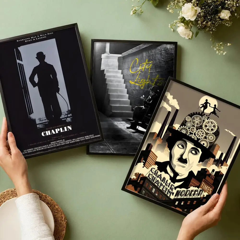 Classic movie actor C-Charlie Chaplin Poster Decorative Wall Art Stickers Mural Photo Print for Home Living Room Hallway Decor