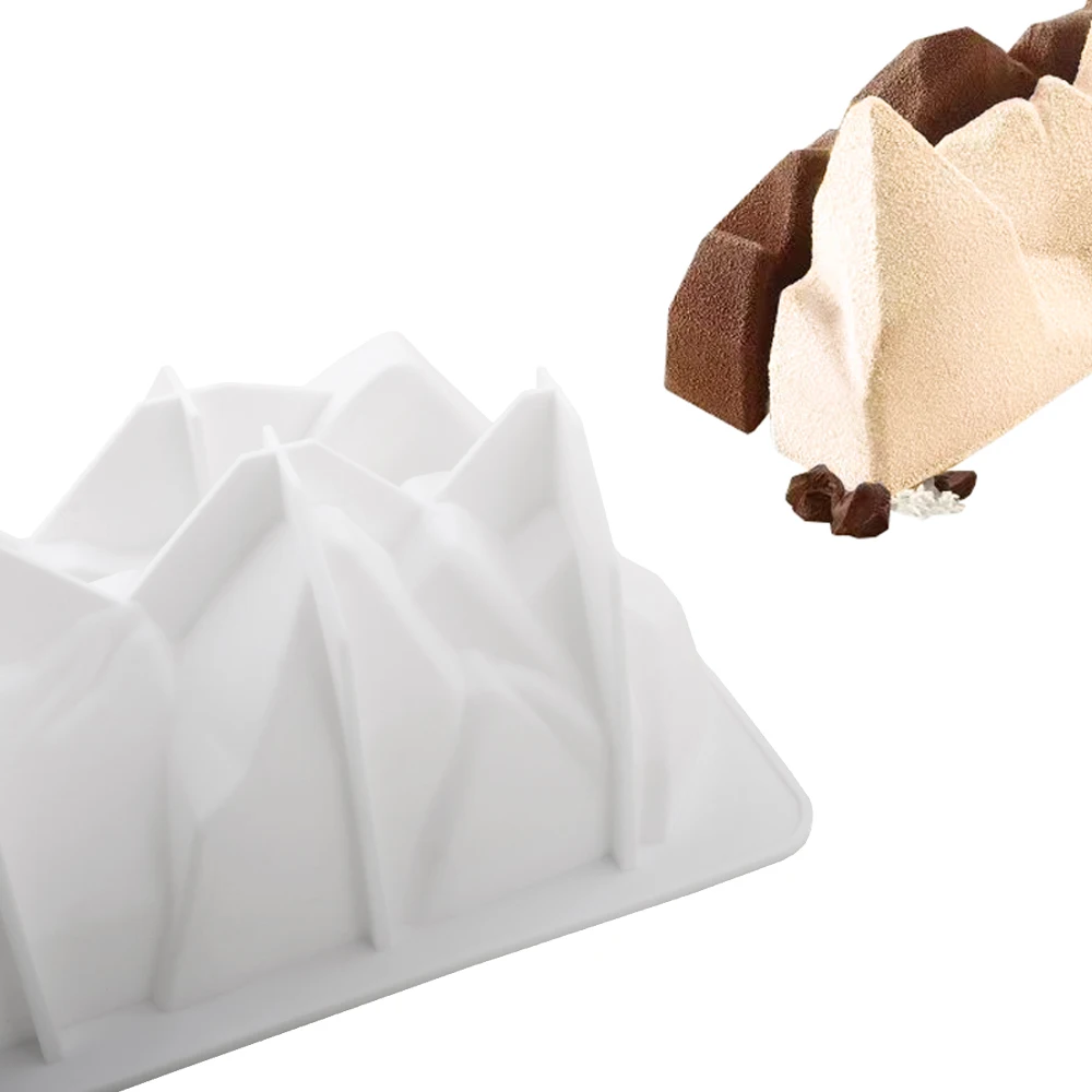 قالب موس جبل الثلج ثلاثي الأبعاد من السيليكون قالب خبز المعجنات الفرنسية DIY