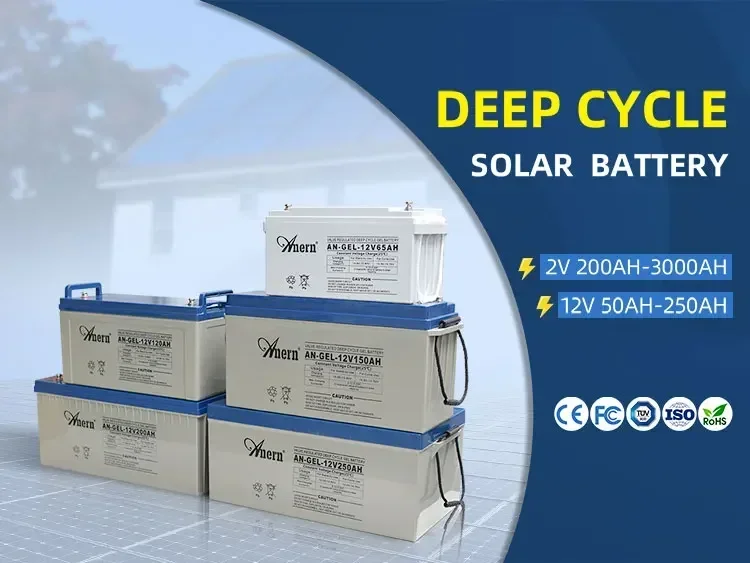 Anern Deep Cycle 12v 200ah 250ah Agm Gel Lead Acid Battery solar storage power battery for house