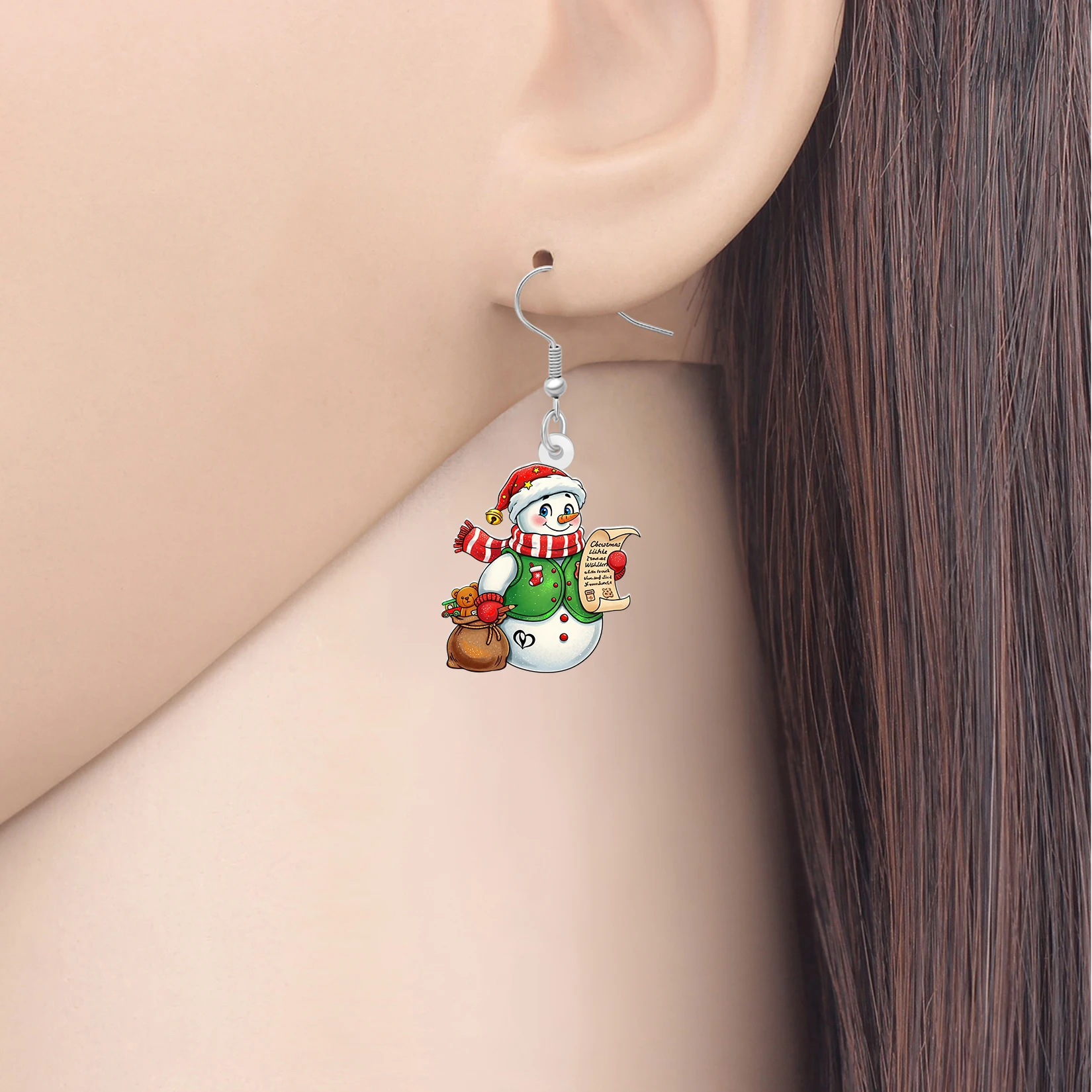 BONSNY Acrylic Christmas Snowman Earrings Cartoon Santa Clause Snowball Dangle Winter Cozy Jewelry Xmas Gifts For Women Girls