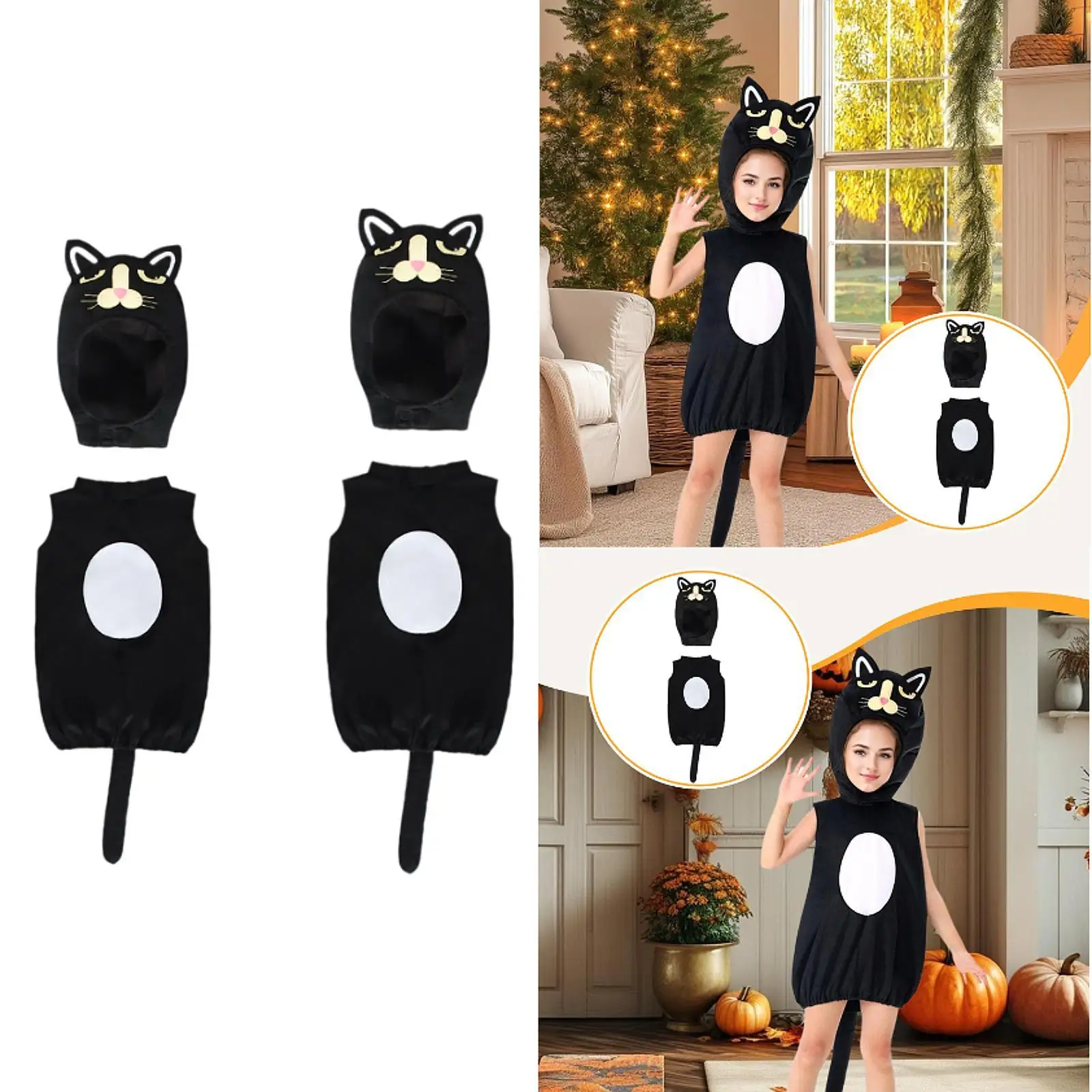 

Костюм кошки на Хэллоуин, ролевые игры, детский комбинезон с животными для детской тематической вечеринки