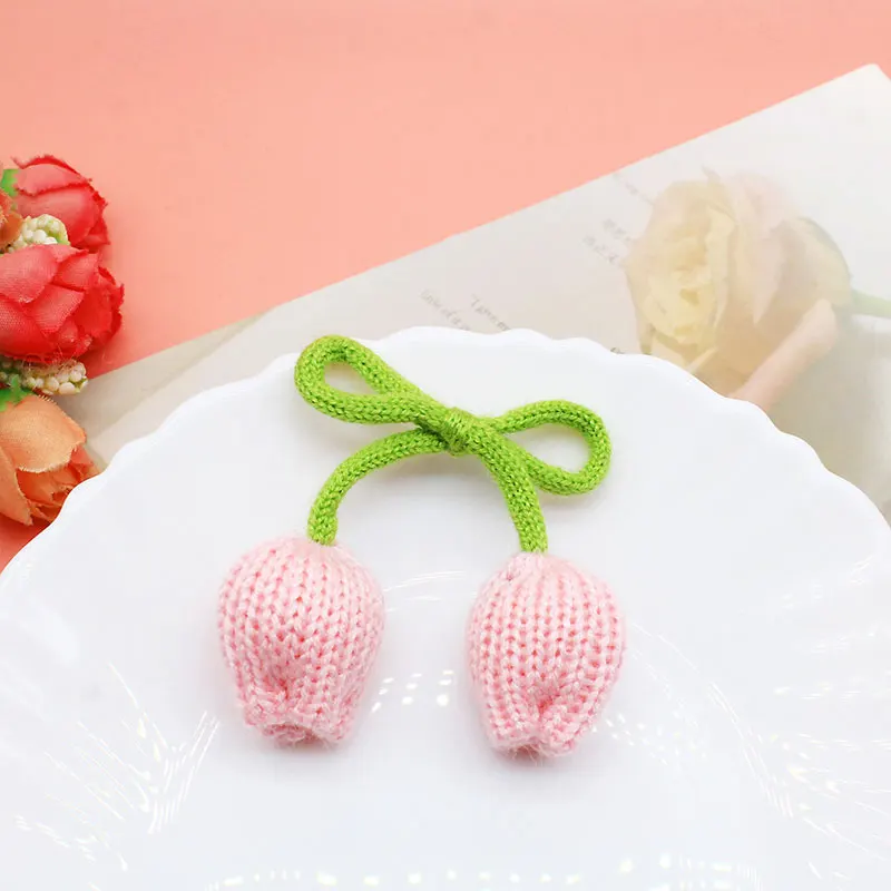 10 Stück Doppelköpfige Tulpenknospen-Blumendekoration für Röcke, Kleidung, Schultaschen, DIY-Anhänger-Zubehör – Detail 5