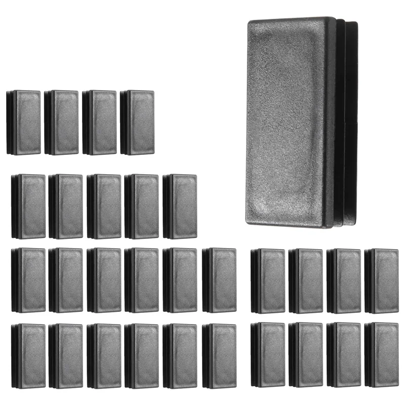 G6-Plástico Retângulo Canking End Tube Caps Inserções 25X50mm 30Pcs Preto