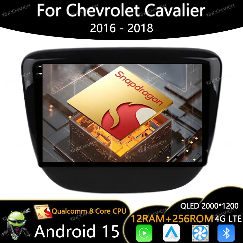 Android 15 Radio del coche para Chevrolet Cavalier 2016 2017 2018 Carplay Auto 2DIN reproductor de vídeo estéreo Multimedia 4G LTE 5G WIFI QLED