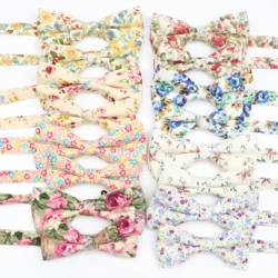 Colorful Floral Parent-Child Bow Ties Fashion Cotton Print Bowtie For Men Kids Wedding Party Dress Suits Butterfly Cravats Gift