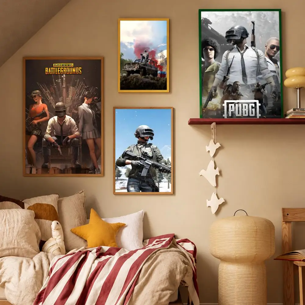 Game Action PUBG Battlegrounds Poster HD Waterproof Wall Art Posters Self Adhesive Bedroom Living Room Home Decor Gift