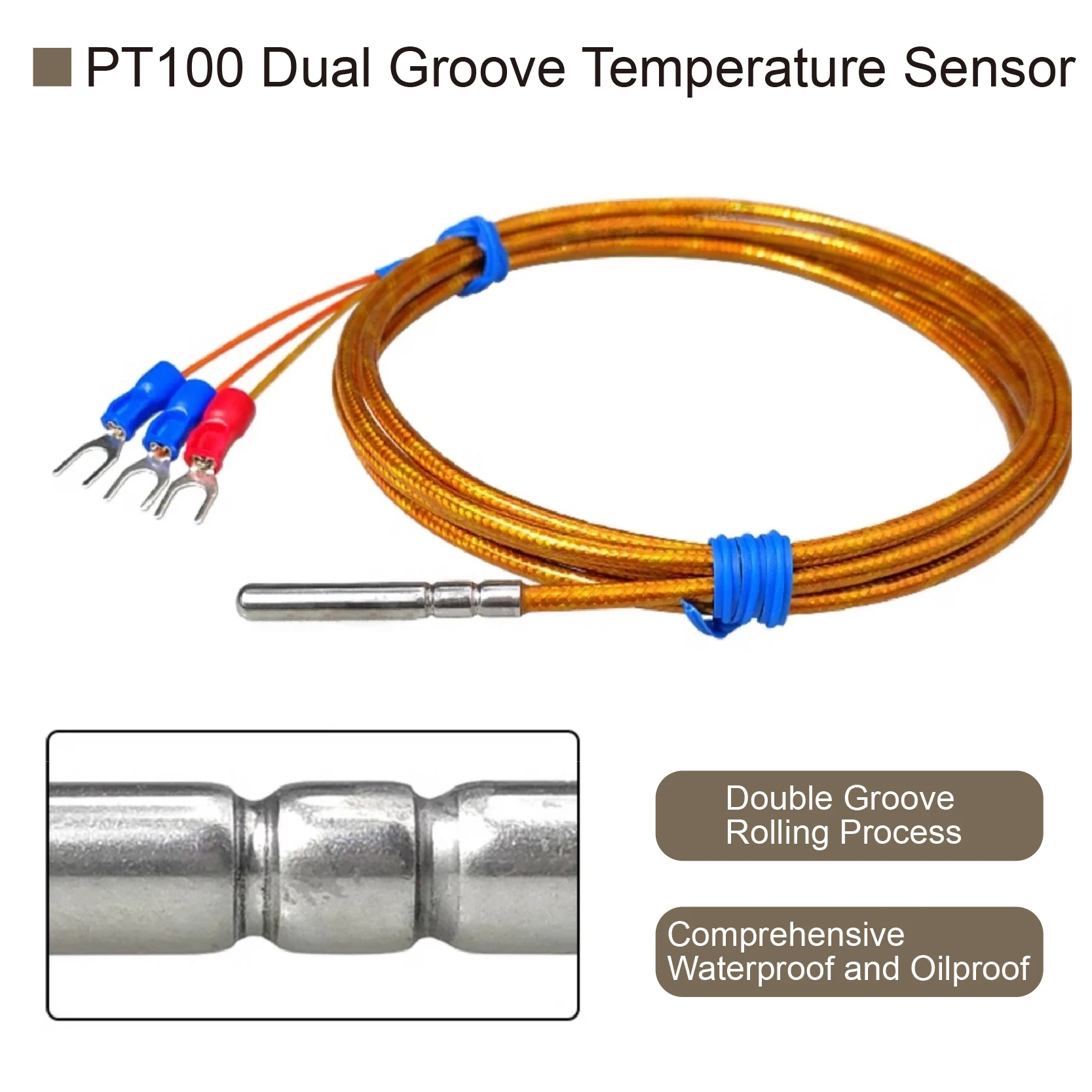 PT100 Temperature Sensor Waterproof High Temperature Probe 350°C Industrial RTD Platinum Resistance Measurement Sensor