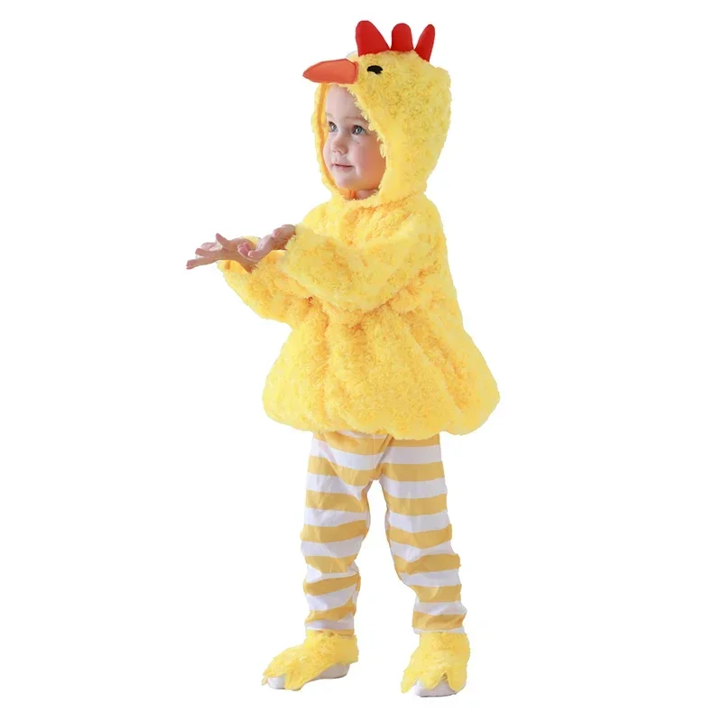 Disfraz divertido de pollo para niños, traje de felpa para fiesta de carnaval, gallina amarilla, Pascua