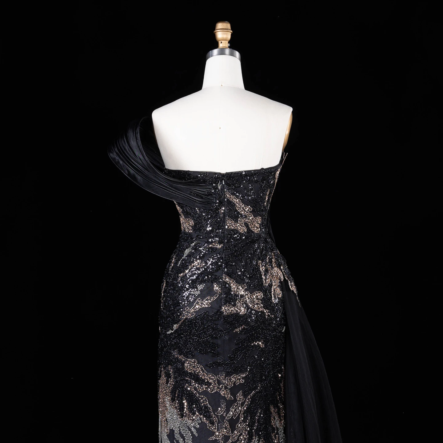 Sharon Said Luxuriöses Abendkleid in Grün mit Farbverlauf, schulterfrei, mit Perlenapplikationen, für Damen, Hochzeit, formelle Party, Modell SS293, maßgeschneidert – Detail 24
