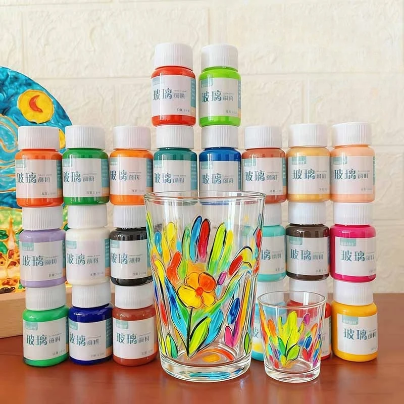 20ml Glass Pigment No Baking Waterproof Not Easy Fade for Ceramic Hand-painted DIY Creative Decorative Graffiti