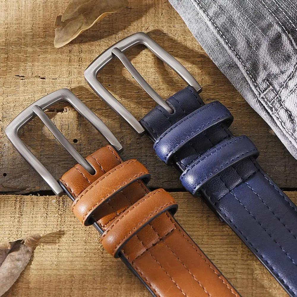 حزام جلد صناعي بتصميم فاخر للرجال ، حزام خصر متعدد الاستخدامات ، علامة تجارية عصرية ، عمل ، غير رسمي