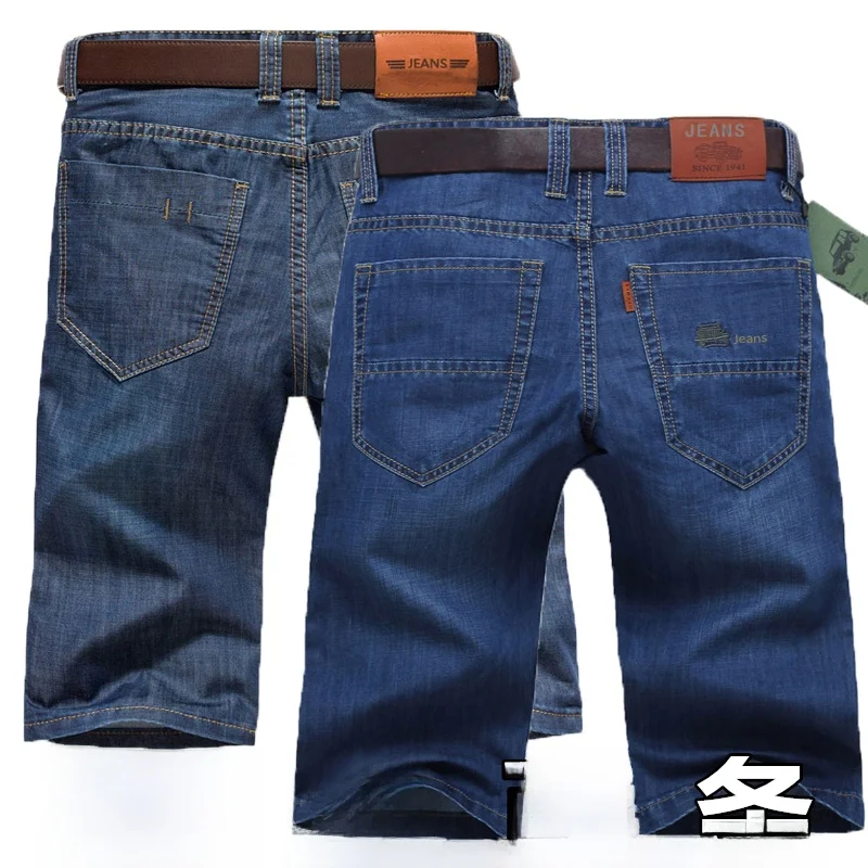 

Summer Thin Denim ort Pants Loose Fit Men's Casual Straight Leg Five-Quarter Length Faionable Urban Sle Cotton Jeans