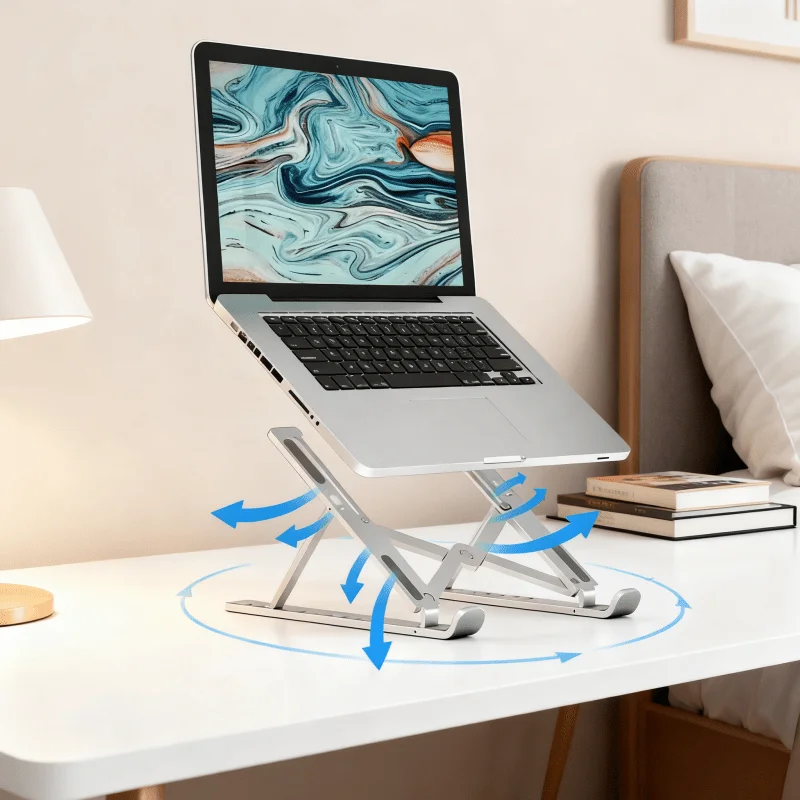 

Laptop Stand - Foldable and Adjustable, 10 Height Setting, High Quality Compact Base, Office Desk, etc
